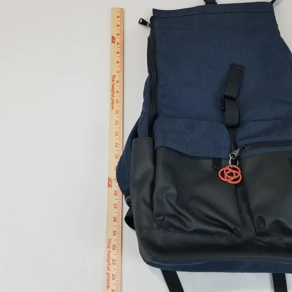 Duchamp London Backpack Navy Blue Black Two Tone Daypack Rucksack Zip Pockets